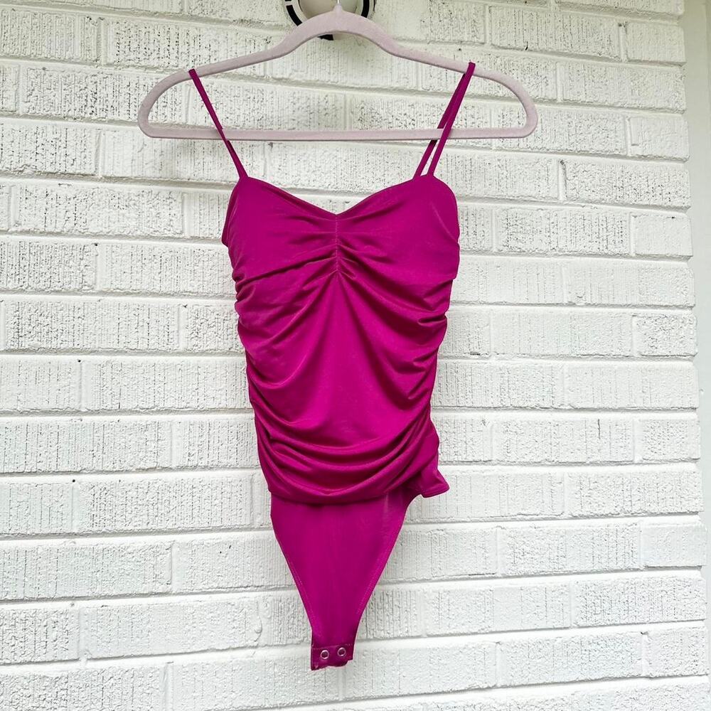 Express Body Contour Magenta Ruched Bodysuit